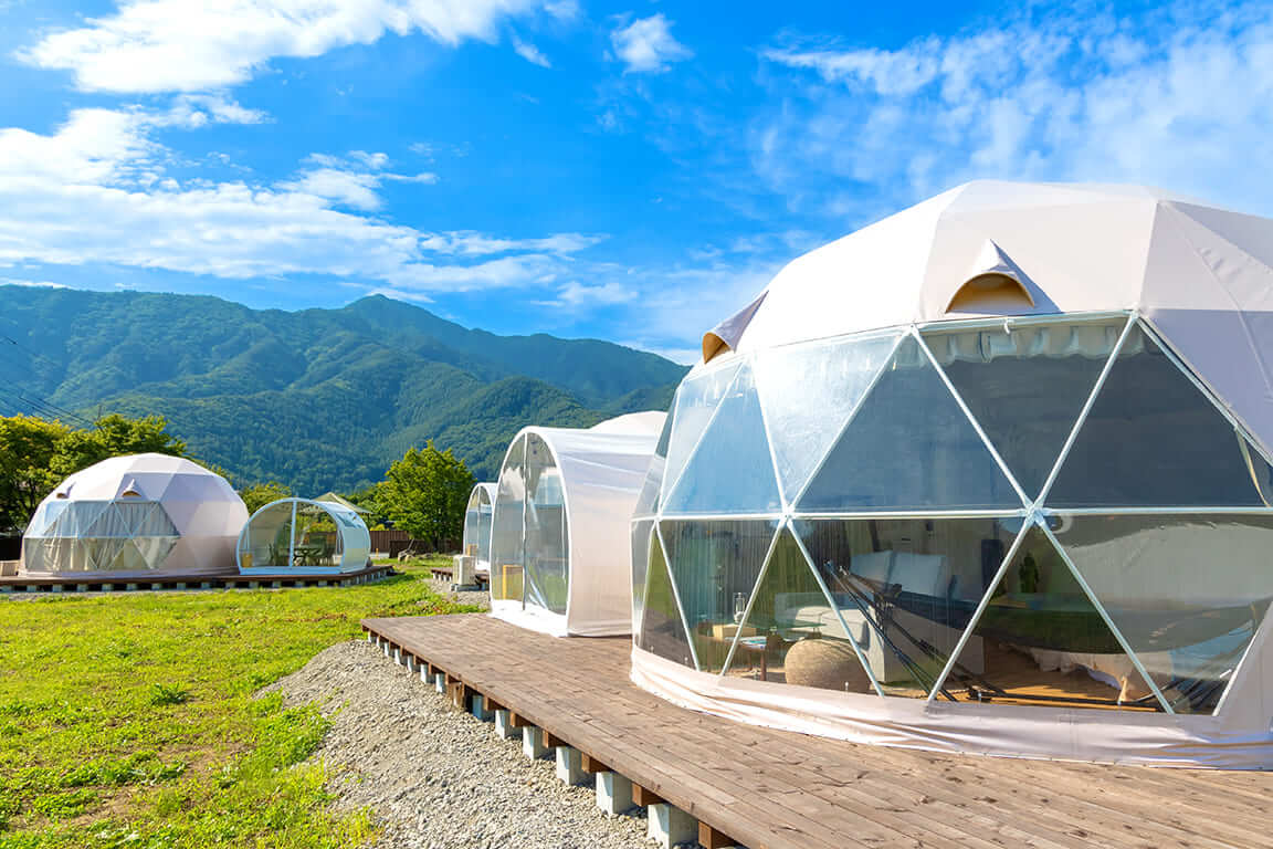 Only 5 large dome tents on the vast site